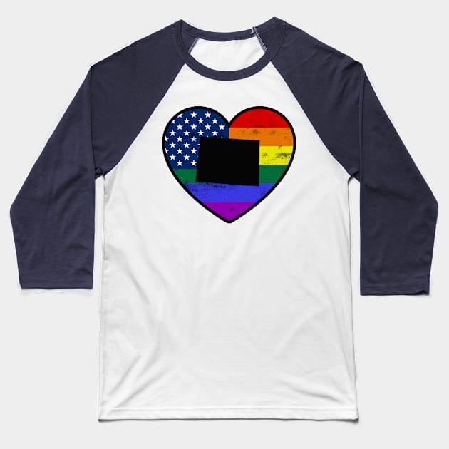 Colorado United States Gay Pride Flag Heart Baseball T-Shirt by TextTees